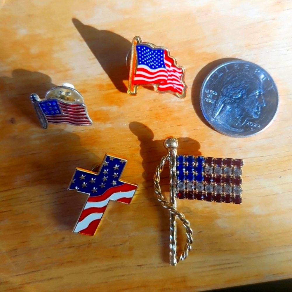 Patriotic Americana Flag Brooch American Pin set